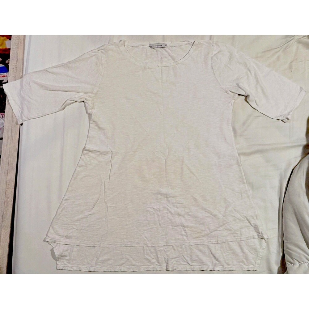 Vintage Y2K Cut Loose White Ivory Tunic Shirt S Flowy Boho Old Money Hippie 90s